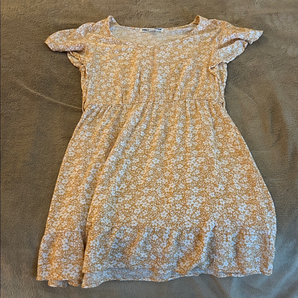 Wallflower Kids Dress with Peach and White Floral Pattern